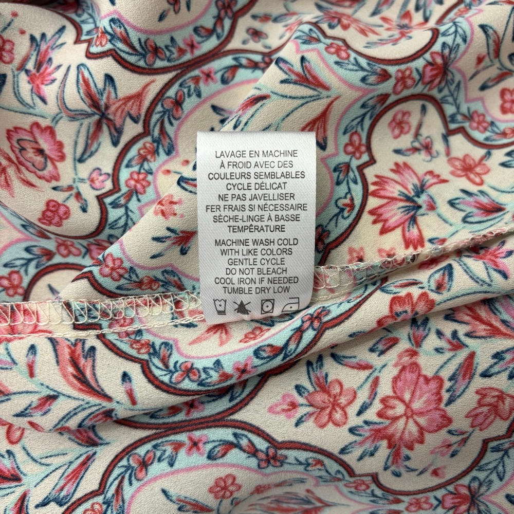 Women's Anthropologie Joie Cream Pink Blue Floral Long Sleeve Blouse Size M - Picture 6 of 7